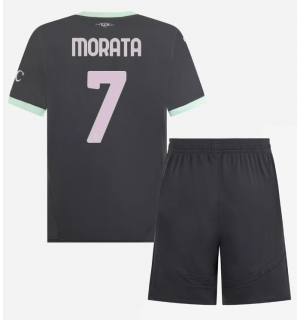 AC Milan Alvaro Morata #7 Tredjedraktsett Barn 2024-25 Kortermet (+ Korte bukser)