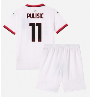AC Milan Christian Pulisic #11 Bortedraktsett Barn 2024-25 Kortermet (+ Korte bukser)