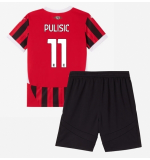 AC Milan Christian Pulisic #11 Hjemmedraktsett Barn 2024-25 Kortermet (+ Korte bukser)