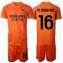 AC Milan Mike Maignan #16 Keeper Bortedraktsett Barn 2024-25 Kortermet (+ Korte bukser)