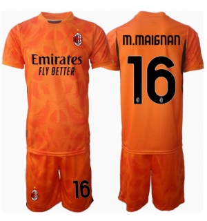 AC Milan Mike Maignan #16 Keeper Bortedraktsett Barn 2024-25 Kortermet (+ Korte bukser)
