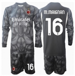 AC Milan Mike Maignan #16 Keeper Hjemmedraktsett Barn 2024-25 Langermet (+ Korte bukser)