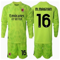 AC Milan Mike Maignan #16 Keeper Tredjedraktsett Barn 2024-25 Langermet (+ Korte bukser)