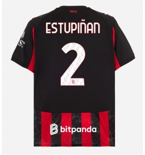 AC Milan Pervis Estupinan #2 Hjemmedrakt 2025-26 Kortermet