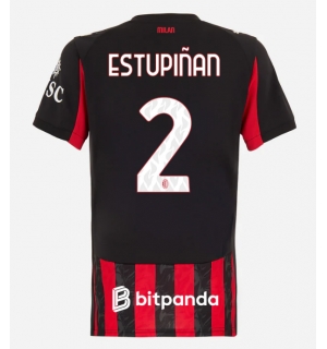 AC Milan Pervis Estupinan #2 Hjemmedrakt Dame 2025-26 Kortermet