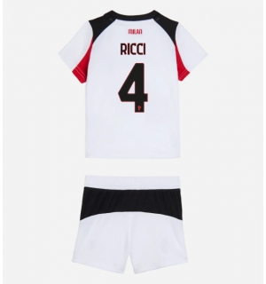 AC Milan Samuele Ricci #4 Bortedraktsett Barn 2025-26 Kortermet (+ Korte bukser)