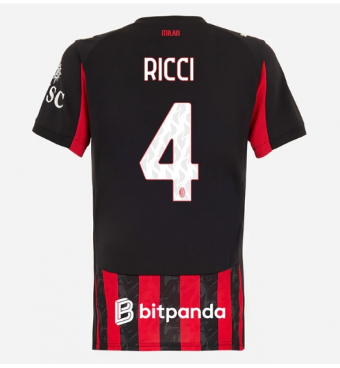 AC Milan Samuele Ricci #4 Hjemmedrakt Dame 2025-26 Kortermet AC Milan Samuele Ricci #4 Hjemmedrakt Dame 2025-26 Kortermet