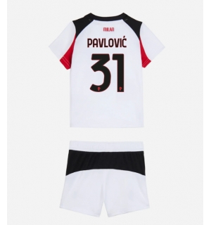 AC Milan Strahinja Pavlovic #31 Bortedraktsett Barn 2025-26 Kortermet (+ Korte bukser)