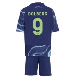 Ajax Kasper Dolberg #9 Bortedraktsett Barn 2025-26 Kortermet (+ Korte bukser)