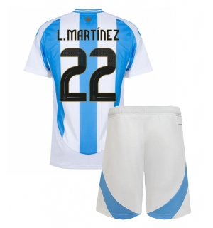 Argentina Lautaro Martinez #22 Hjemmedraktsett Barn Copa America 2024 Kortermet (+ Korte bukser)