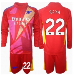 Arsenal David Raya #22 Keeper Bortedraktsett Barn 2024-25 Langermet (+ Korte bukser)