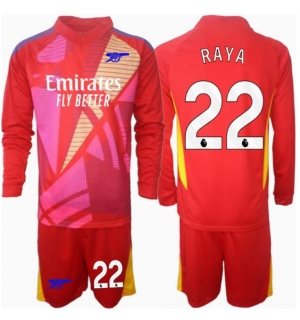 Arsenal David Raya #22 Keeper Bortedraktsett Barn 2024-25 Langermet (+ Korte bukser)