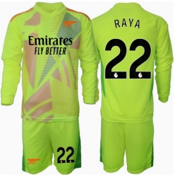 Arsenal David Raya #22 Keeper Hjemmedraktsett Barn 2024-25 Langermet (+ Korte bukser)