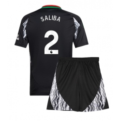 Arsenal William Saliba #2 Bortedraktsett Barn 2024-25 Kortermet (+ Korte bukser)