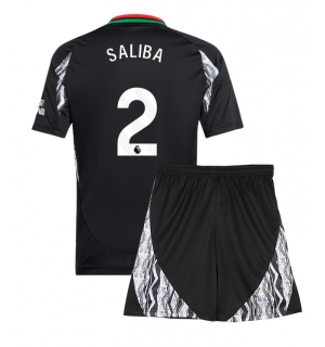 Arsenal William Saliba #2 Bortedraktsett Barn 2024-25 Kortermet (+ Korte bukser)