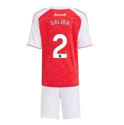 Arsenal William Saliba #2 Hjemmedraktsett Barn 2025-26 Kortermet (+ Korte bukser)