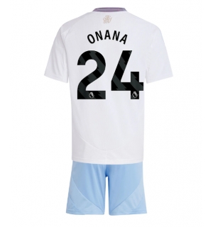 Aston Villa Amadou Onana #24 Bortedraktsett Barn 2024-25 Kortermet (+ Korte bukser)