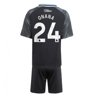 Aston Villa Amadou Onana #24 Bortedraktsett Barn 2025-26 Kortermet (+ Korte bukser)