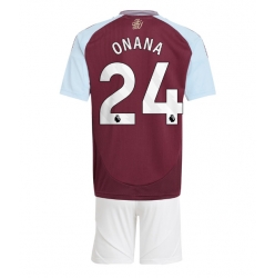 Aston Villa Amadou Onana #24 Hjemmedraktsett Barn 2024-25 Kortermet (+ Korte bukser)