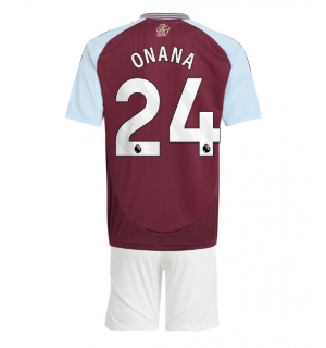 Aston Villa Amadou Onana #24 Hjemmedraktsett Barn 2024-25 Kortermet (+ Korte bukser)