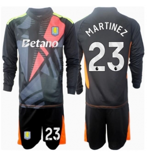 Aston Villa Emiliano Martinez #23 Keeper Bortedraktsett Barn 2024-25 Langermet (+ Korte bukser)