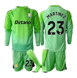 Aston Villa Emiliano Martinez #23 Keeper Bortedraktsett Barn 2025-26 Langermet (+ Korte bukser)