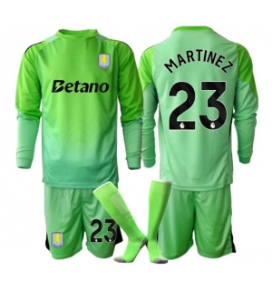 Aston Villa Emiliano Martinez #23 Keeper Bortedraktsett Barn 2025-26 Langermet (+ Korte bukser)