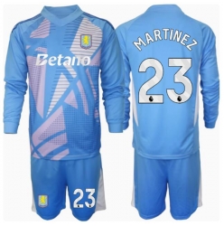 Aston Villa Emiliano Martinez #23 Keeper Tredjedraktsett Barn 2024-25 Langermet (+ Korte bukser)