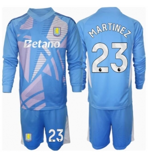 Aston Villa Emiliano Martinez #23 Keeper Tredjedraktsett Barn 2024-25 Langermet (+ Korte bukser)