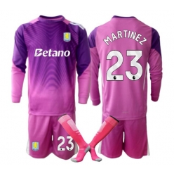 Aston Villa Emiliano Martinez #23 Keeper Tredjedraktsett Barn 2025-26 Langermet (+ Korte bukser)