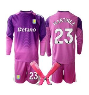 Aston Villa Emiliano Martinez #23 Keeper Tredjedraktsett Barn 2025-26 Langermet (+ Korte bukser)