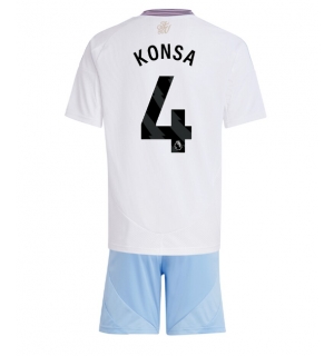 Aston Villa Ezri Konsa #4 Bortedraktsett Barn 2024-25 Kortermet (+ Korte bukser)