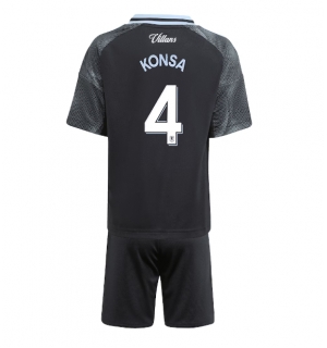 Aston Villa Ezri Konsa #4 Bortedraktsett Barn 2025-26 Kortermet (+ Korte bukser)