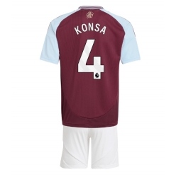 Aston Villa Ezri Konsa #4 Hjemmedraktsett Barn 2024-25 Kortermet (+ Korte bukser)