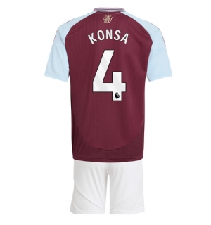 Aston Villa Ezri Konsa #4 Hjemmedraktsett Barn 2024-25 Kortermet (+ Korte bukser)