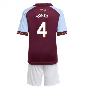 Aston Villa Ezri Konsa #4 Hjemmedraktsett Barn 2025-26 Kortermet (+ Korte bukser)