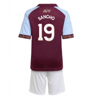 Aston Villa Jadon Sancho #19 Hjemmedraktsett Barn 2025-26 Kortermet (+ Korte bukser)