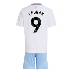 Aston Villa Jhon Duran #9 Bortedraktsett Barn 2024-25 Kortermet (+ Korte bukser)