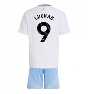 Aston Villa Jhon Duran #9 Bortedraktsett Barn 2024-25 Kortermet (+ Korte bukser)