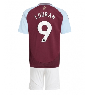 Aston Villa Jhon Duran #9 Hjemmedraktsett Barn 2024-25 Kortermet (+ Korte bukser)