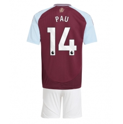 Aston Villa Pau Torres #14 Hjemmedraktsett Barn 2024-25 Kortermet (+ Korte bukser)