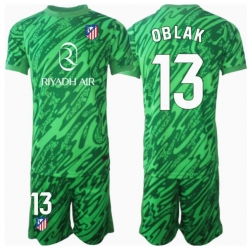 Atletico Madrid Jan Oblak #13 Keeper Bortedraktsett Barn 2024-25 Kortermet (+ Korte bukser)