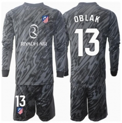 Atletico Madrid Jan Oblak #13 Keeper Hjemmedraktsett Barn 2024-25 Langermet (+ Korte bukser)