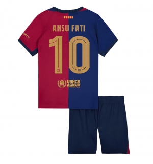 Barcelona Ansu Fati #10 Hjemmedraktsett Barn 2024-25 Kortermet (+ Korte bukser)