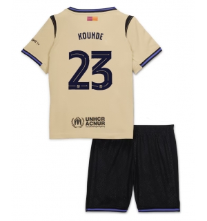 Barcelona Jules Kounde #23 Bortedraktsett Barn 2025-26 Kortermet (+ Korte bukser)