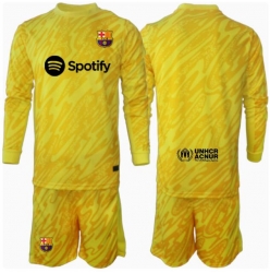 Barcelona Keeper Hjemmedraktsett Barn 2024-25 Langermet (+ Korte bukser)