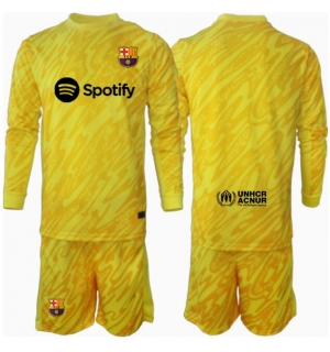 Barcelona Keeper Hjemmedraktsett Barn 2024-25 Langermet (+ Korte bukser)