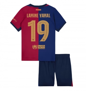 Barcelona Lamine Yamal #19 Hjemmedraktsett Barn 2024-25 Kortermet (+ Korte bukser)