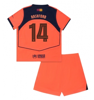 Barcelona Marcus Rashford #14 Tredjedraktsett Barn 2025-26 Kortermet (+ Korte bukser)