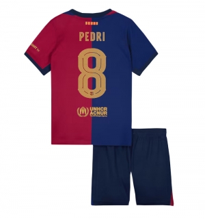 Barcelona Pedri Gonzalez #8 Hjemmedraktsett Barn 2024-25 Kortermet (+ Korte bukser)